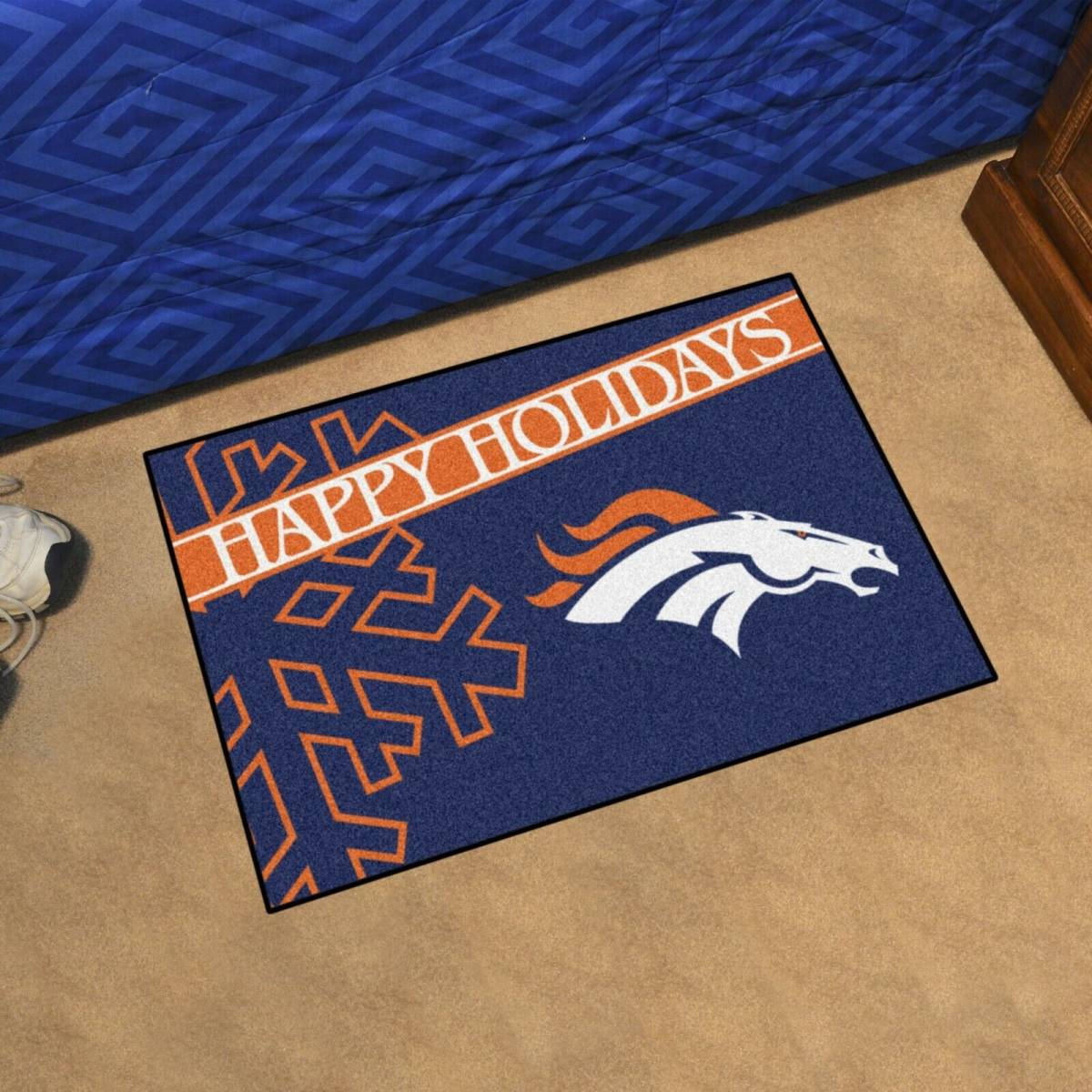 Denver Broncos Happy Holidays Starter Mat 19"x30" NFL FANMATS 海外 即決
