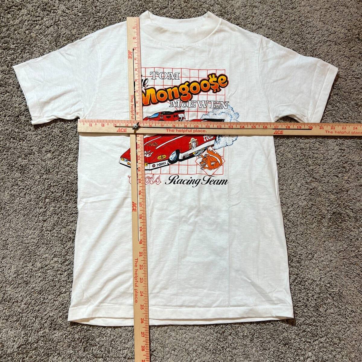 Vintage Mongoose BMX Drag Racing T-shirt Size S White 80's Tom Mongoose Mcewen 海外 即決 - 5