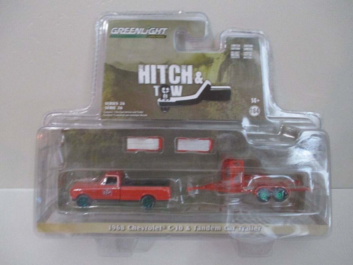 GREENLIGHT CHASE 1968 CHEVROLET C10 & TANDEM CAR TRAILER MIB 海外