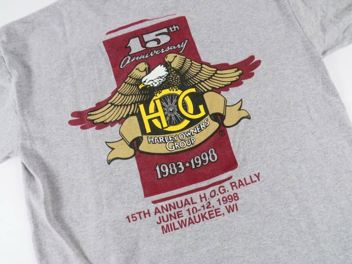 Vintage 1998 Harley Davidson H.O.G. 15th Anniversary Rally T-Shirt, Large 海外 即決