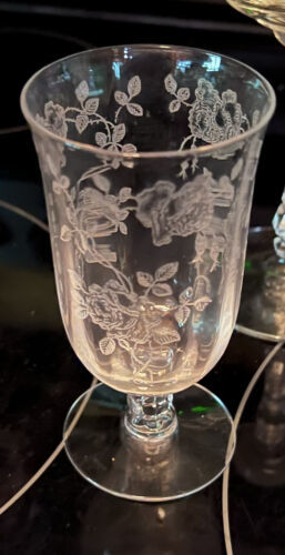 Fostoria Willowmere Etched Crystal Iced Tea Glass 5-5/8” Stemware (2) 海外 即決