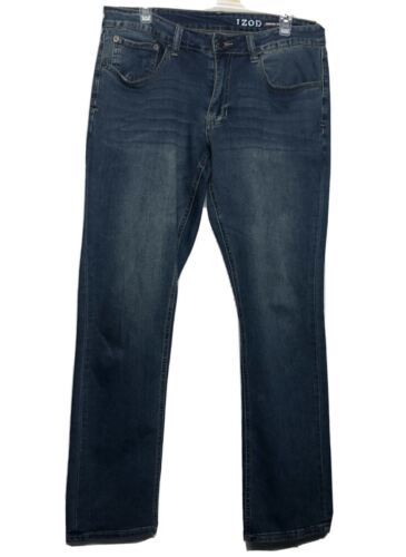 IZOD Men’s Comfort Stretch Straight Fit Dark Blue Wash Jeans Size 32X32 海外 即決