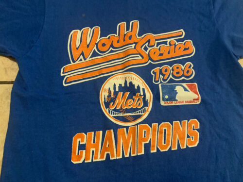 VINTAGE NY Mets 1986 World Series Champions T-Shirt Single Stitch 海外 即決 - 1