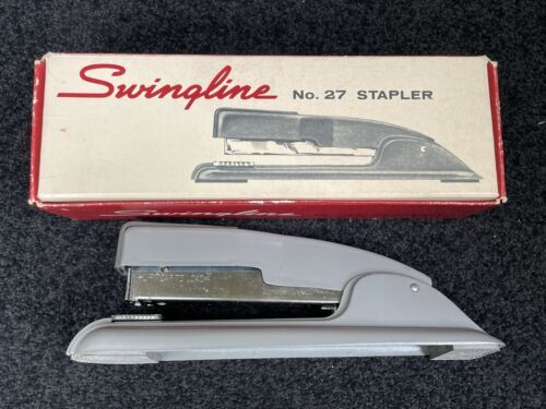 Vintage Swingline No. 27 Stapler Battleship Gray Metal Art Deco Mid Century 海外 即決