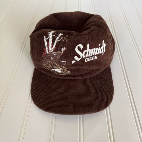 Vintage Schmidt Beer Brown Corduroy Hat Cap Wild Turkey Spartan Made In USA 海外 即決 - 0