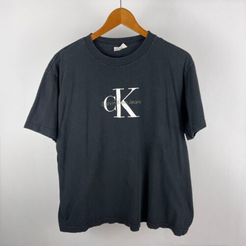 Vintage Y2K Calvin Klein Jeans Small Logo Spellout Designer Shirt Size L 海外 即決