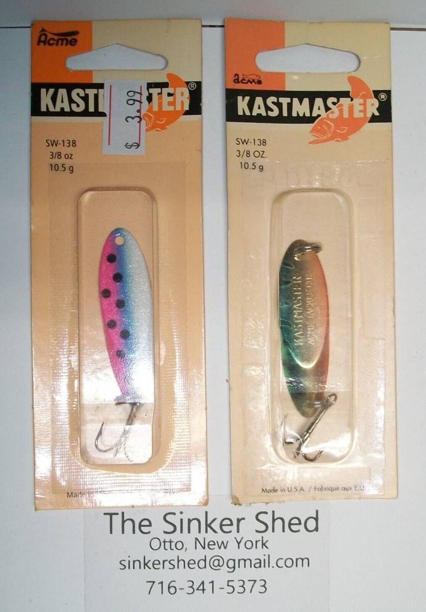 Lot of 2 - Acme Kastmaster Spoon 3/8 oz. - 1- RT RAINBOW TROUT & 1 - PERCH 海外 即決