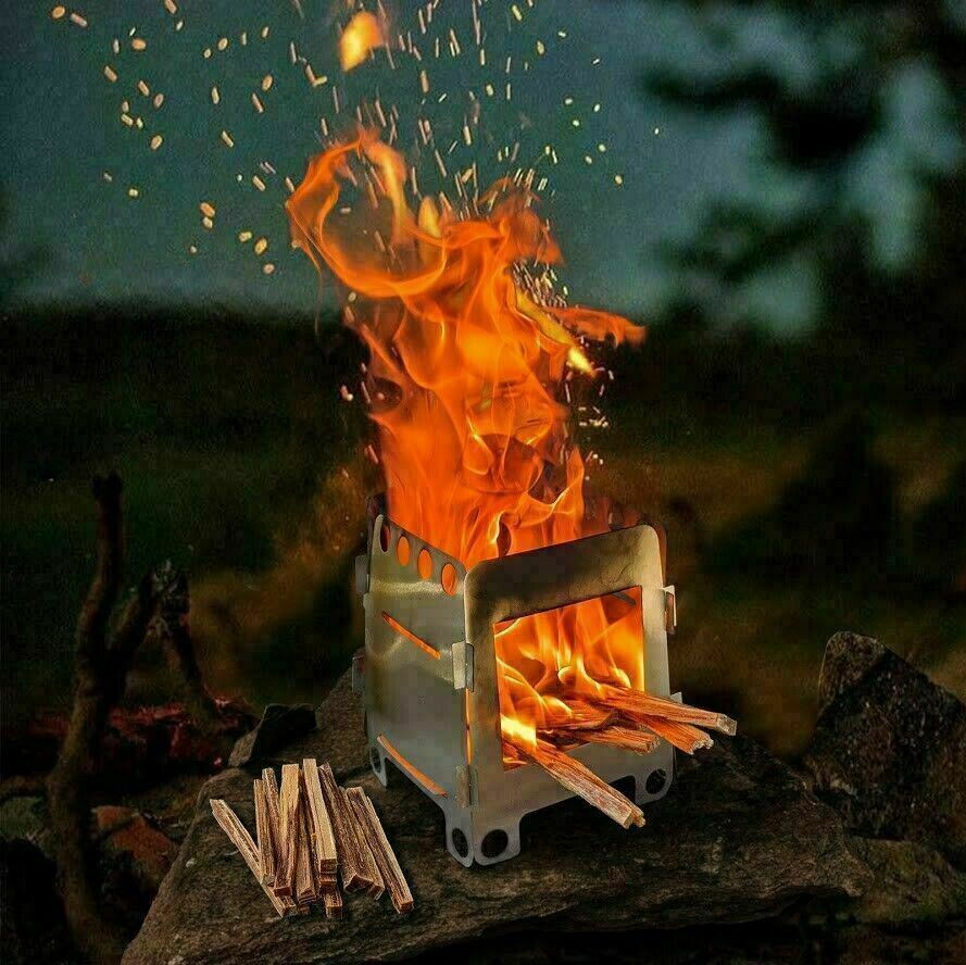 Wood Burning Folding Survival Emergency Stove Lightweight Camping Gear Hiking 海外 即決