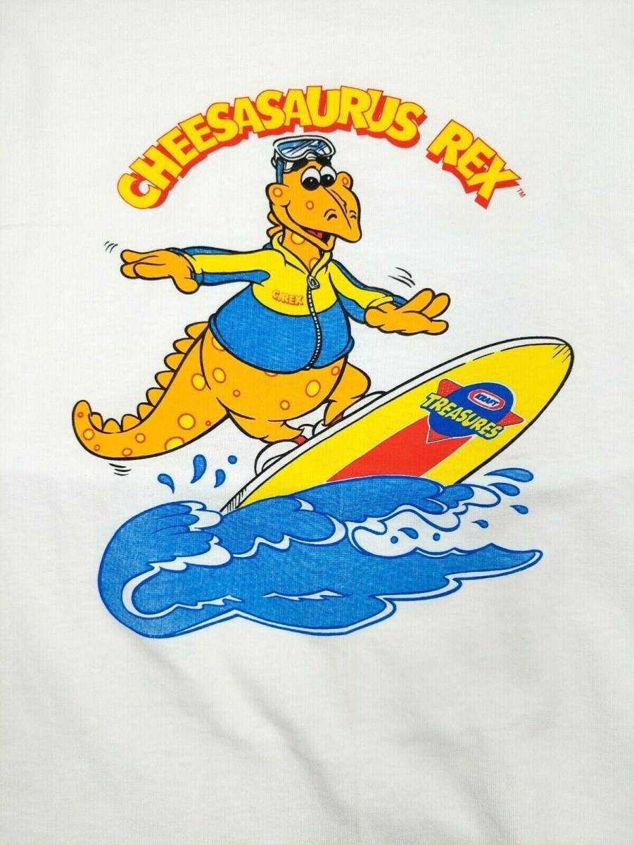 Kraft Cheesasaurus Rex Surfer T-Shirt XL White Vtg 1990s Screen Stars Best USA 海外 即決
