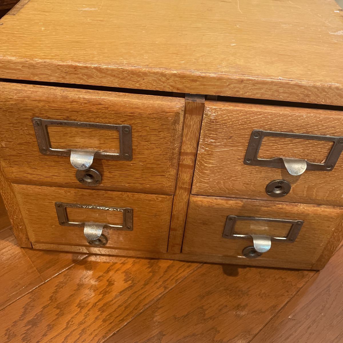 祖母宅整理品□図書館カード棚4引き出し□昭和レトロ品♪ - 家具
