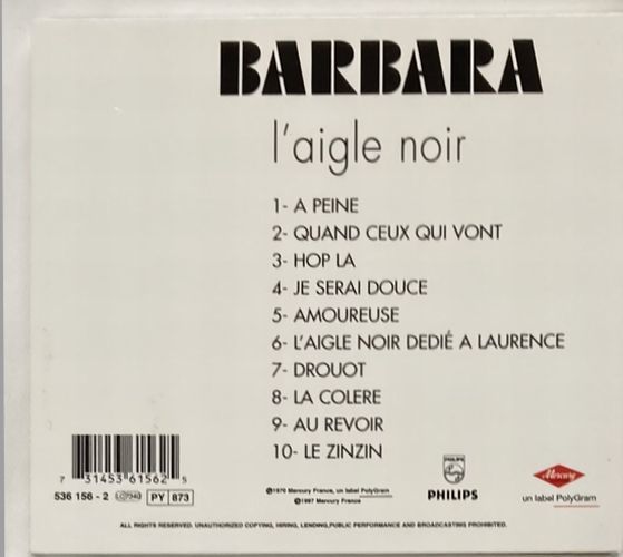 バルバラ(Barbara)/L'Aigle Noir 黒いワシ(ローランスに捧ぐ)1970年に発表した代表曲_画像3