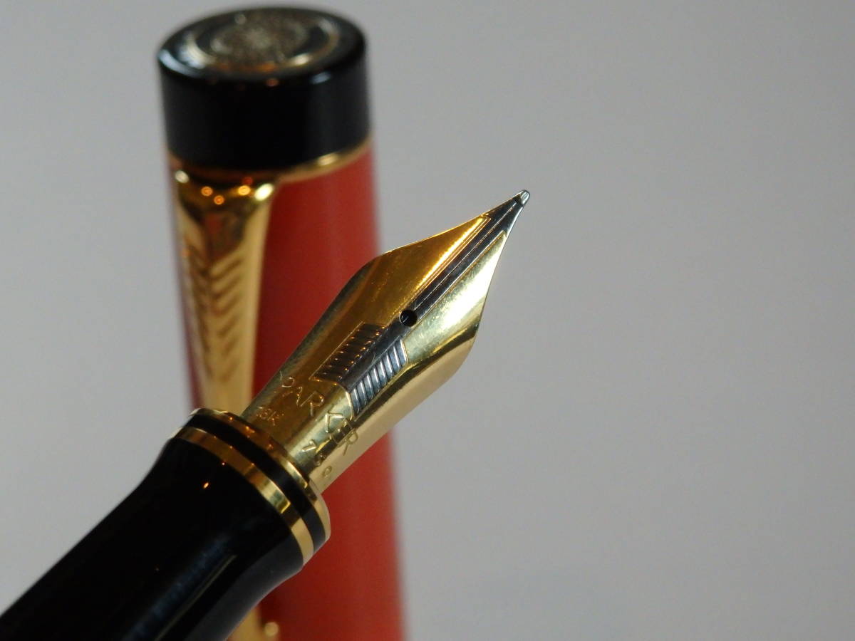 ◆【美品】パーカー　デュオフォールド　センテニアル万年筆　ビッグレッド　旧型　ペン先：18K750ソリッドゴールド　F_画像6