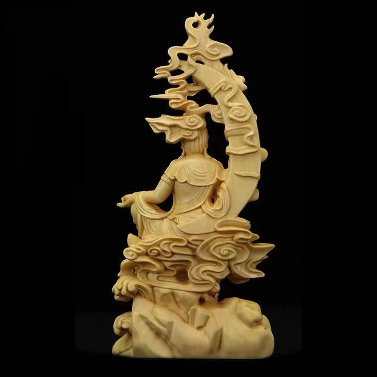 黄楊木 観音菩薩 仏像 置物 - 970universal.com 店長特典付き 中国 唐木黄楊木製 観音菩薩像 仏像 置物 C 2895 彫刻/オブジェクト