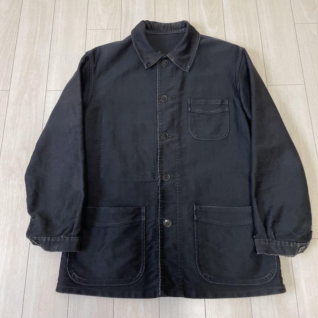 40s～50s】FRANCE vintageLE MONT ST MICHELblack moleskin jacket