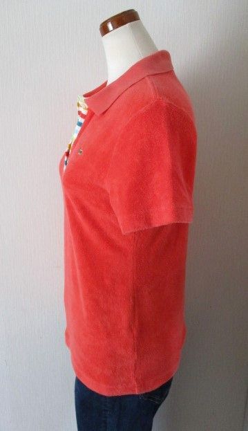 ★ レディース ラコステ LACOSTE デザイン 吸収性のある パイル地 半袖 ポロシャツ ４２サイズ （Lサイズ） オレンジ _画像3