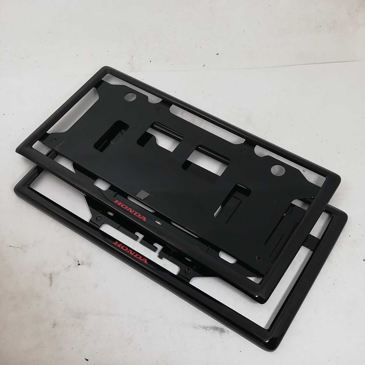ホンダ 純正品 #E4 ナンバープレート枠 ブラック 前後2枚セット 希少 良品 10