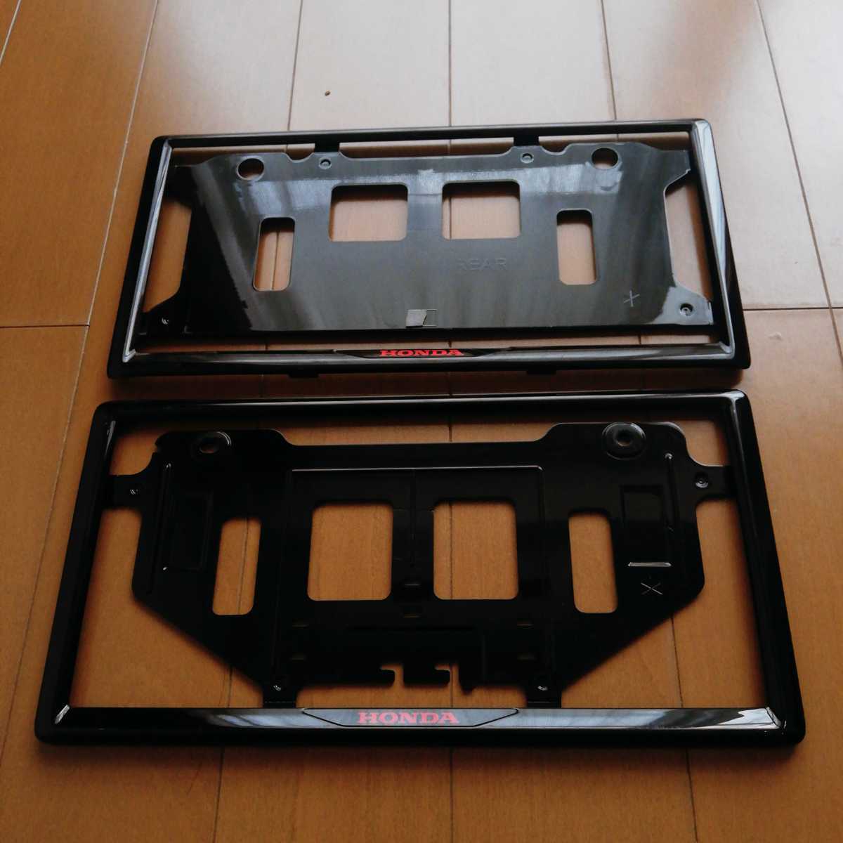ホンダ 純正品 #E4 ナンバープレート枠 ブラック 前後2枚セット 希少 良品 3
