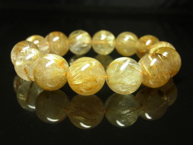 【初回限定】 極太金針水晶数珠　タイチンルチルクォーツブレスレット　１６ミリ　天然石パワーストーン カラーストーン