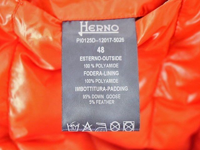 【新品同様】【美品】ヘルノ HERNO リバーシブル半袖ダウンジャケット 48 オレンジ・グレーベージュ_画像7