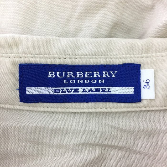 バーバリーブルーレーベル BURBERRY BLUE LABEL 半袖 フリルシャツ ブラウス 綿100％ サイズ36 ベージュ_画像4