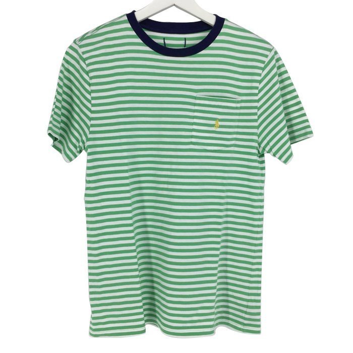 ポロ ラルフローレン POLO RALPH LAUREN 半袖 Tシャツ 綿100％ 男の子 グリーン ホワイト ボーダー柄_画像1