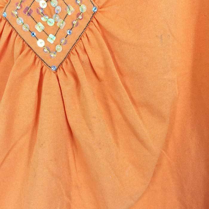 ブルーノピアッテリ BRUNO PIATTELLI カットソー 半袖 ビーズ装飾 サイズ40 オレンジ_画像2