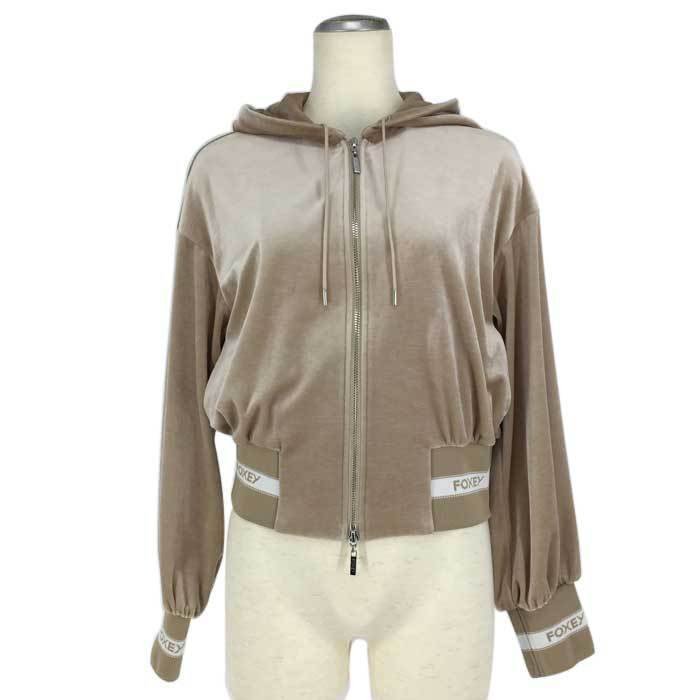 美品】フォクシー FOXEY パーカー Parka ストレッチベロア サイズ38