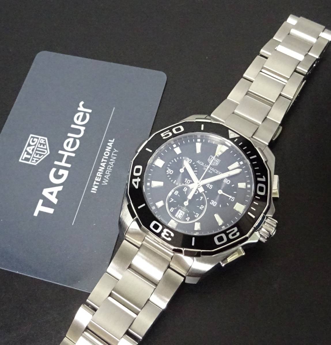 美品 TAG Heuer タグホイヤー アクアレーサー 300m クロノグラフ CAY111A.BA0927 メンズサイズ 国際保証書あり 純正内外箱あり 本物_画像1