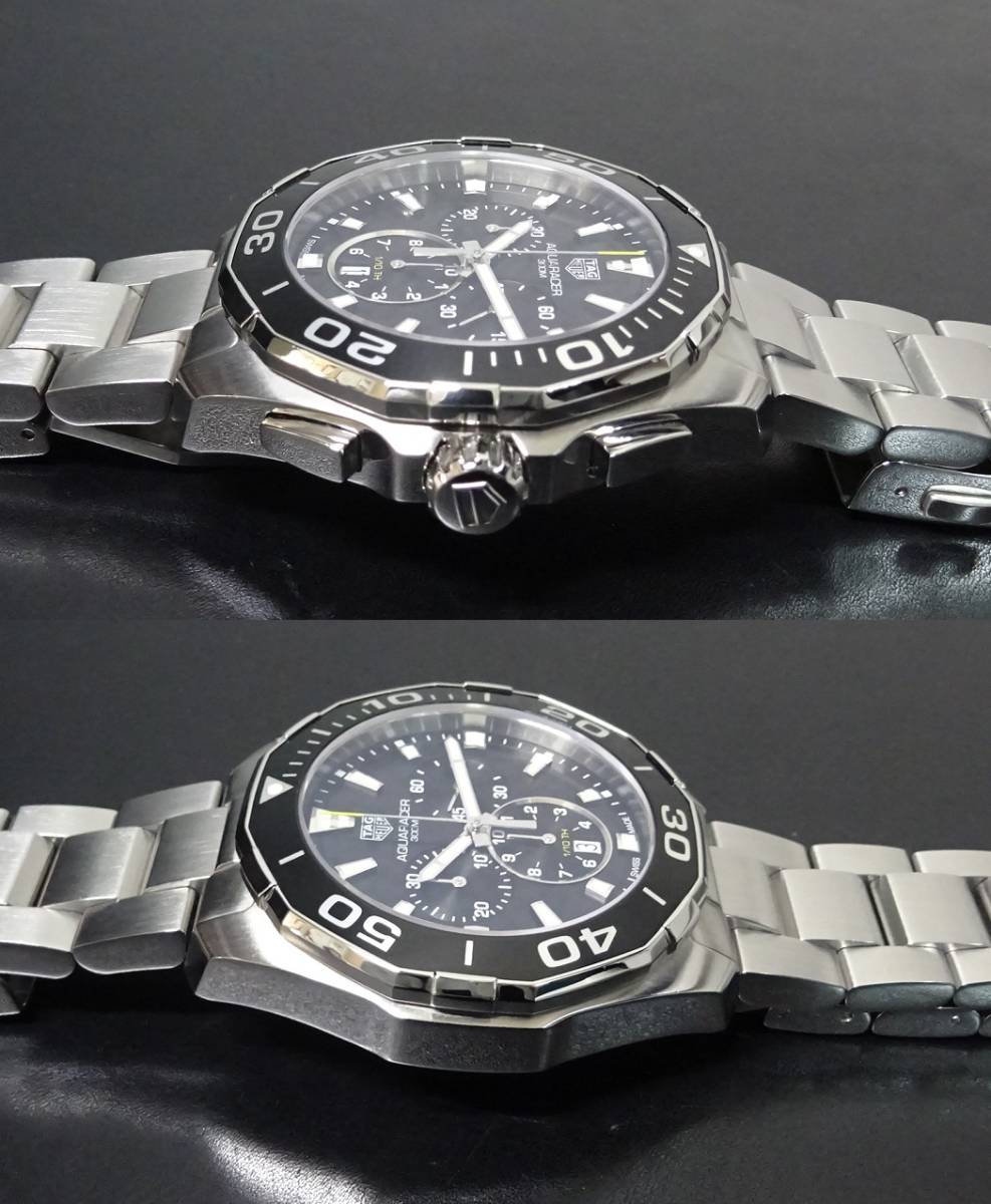 美品 TAG Heuer タグホイヤー アクアレーサー 300m クロノグラフ CAY111A.BA0927 メンズサイズ 国際保証書あり 純正内外箱あり 本物_画像8