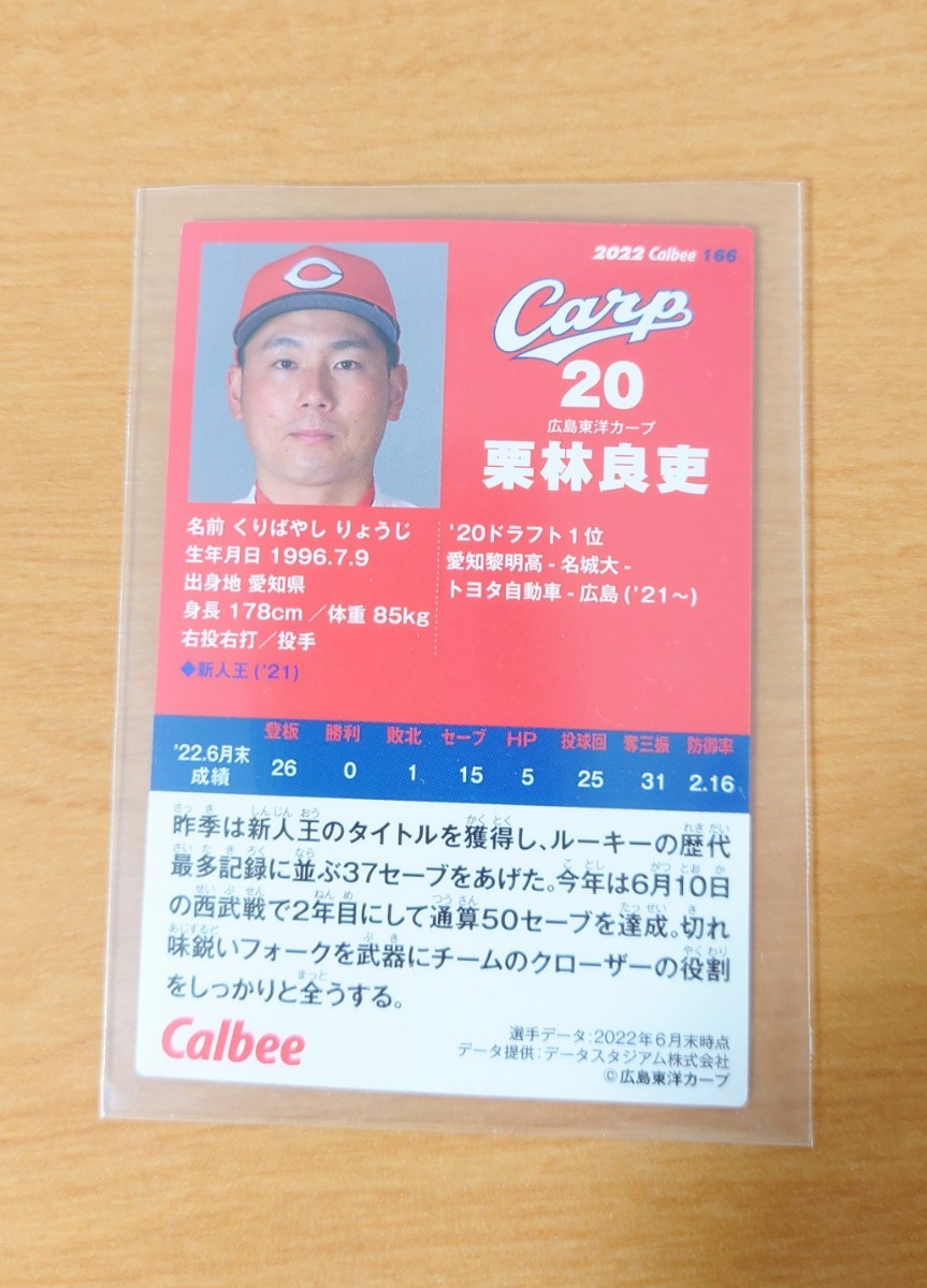 栗林良吏　プロ野球チップス2022　第3弾　カープ　レギュラーカード　広島　広島東洋カープ