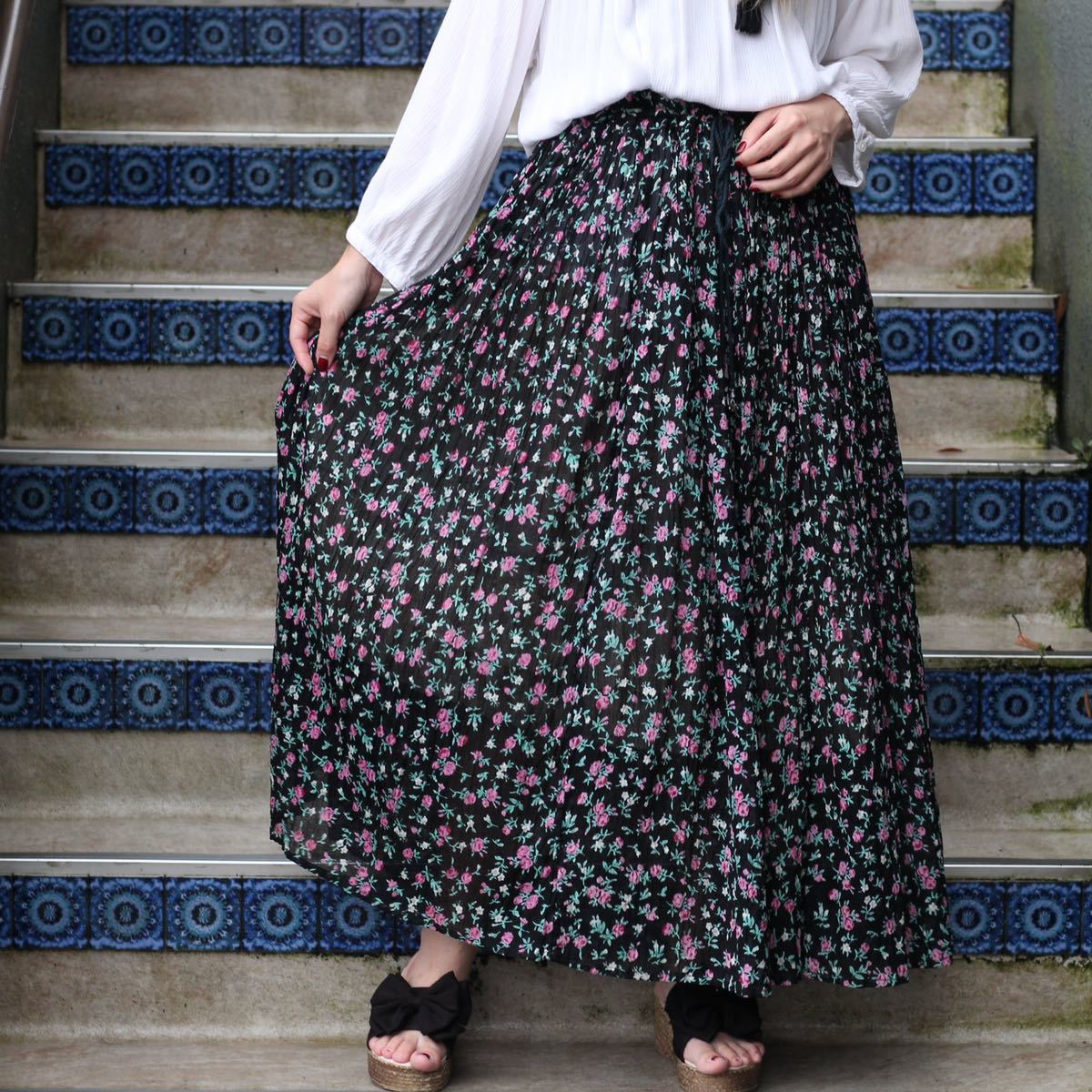 USA VINTAGE FLOWER PATTERNED LONG SKIRT/アメリカ古着花柄ロング