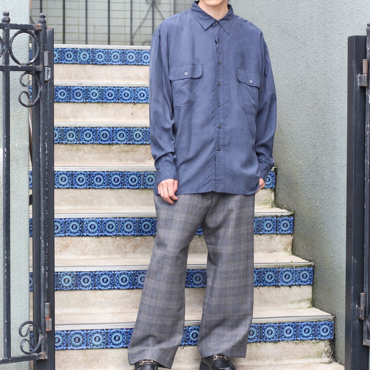 USA VINTAGE CHECK PATTERNED WOOLD SLACKS PANTS/アメリカ古着