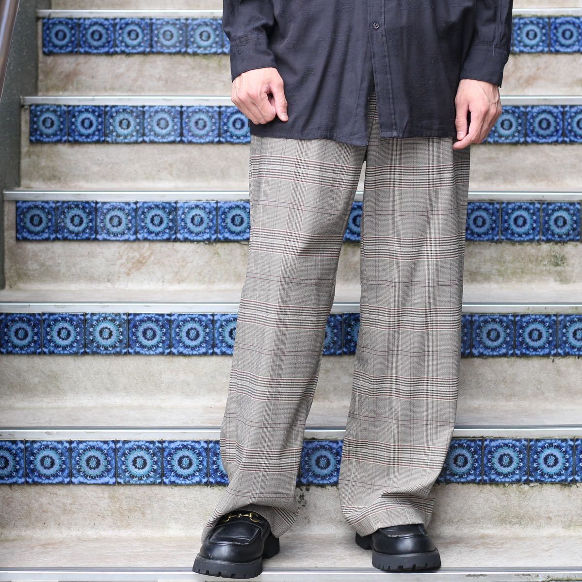 USA VINTAGE CHECK PATTERNED SLACKS PANTS/アメリカ古着チェック柄スラックスパンツ