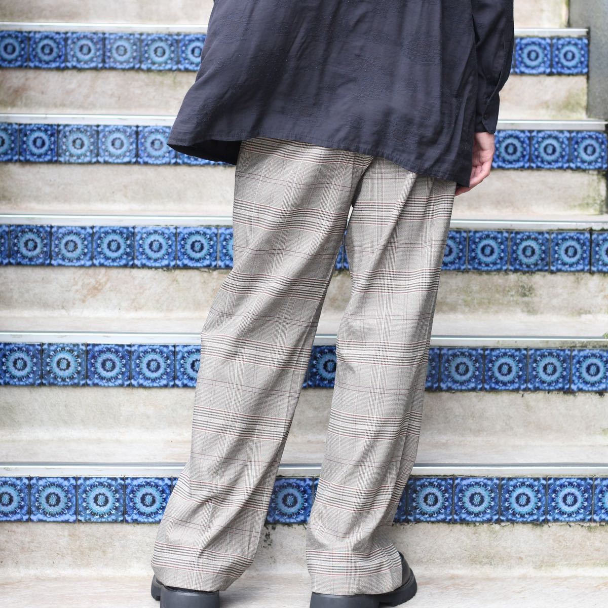 USA VINTAGE CHECK PATTERNED SLACKS PANTS/アメリカ古着チェック柄スラックスパンツ_画像3