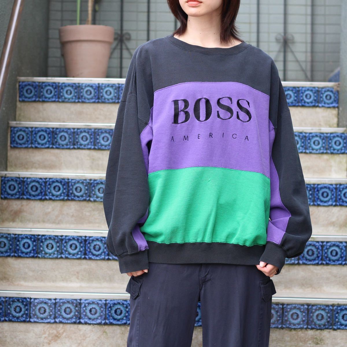 USA VINTAGE BOSS LOGO DESIGN SWEAT SHIRT/アメリカ古着ロゴデザインスウェット