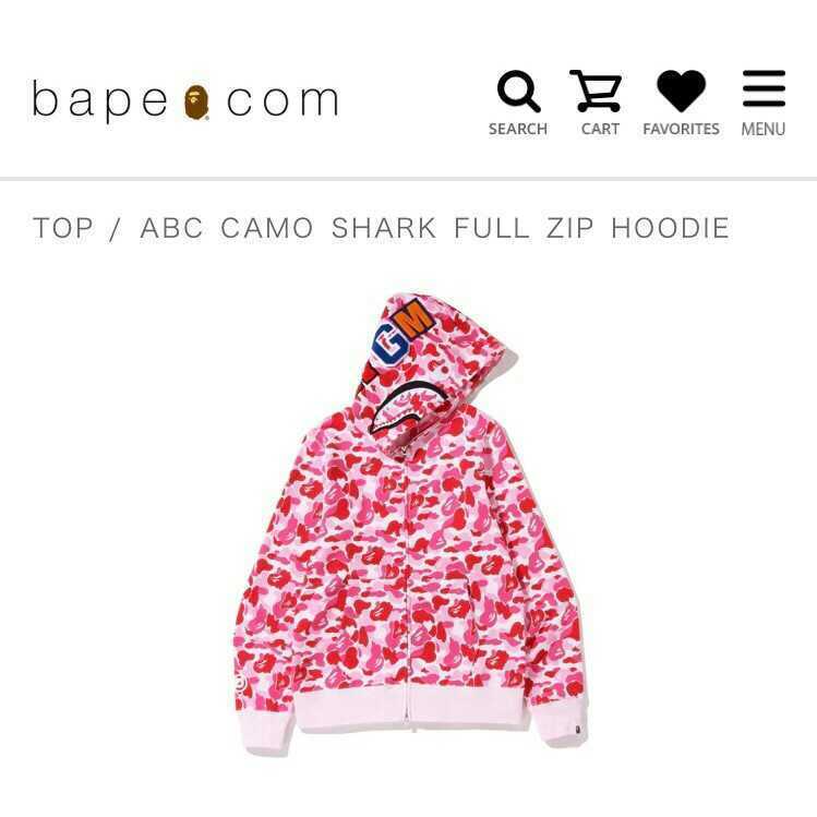 極美品 ベイプ エイプ カモ シャークパーカー ピンク A BATHING 極美品 ベイプ エイプ カモ シャークパーカー ピンク A BATHING