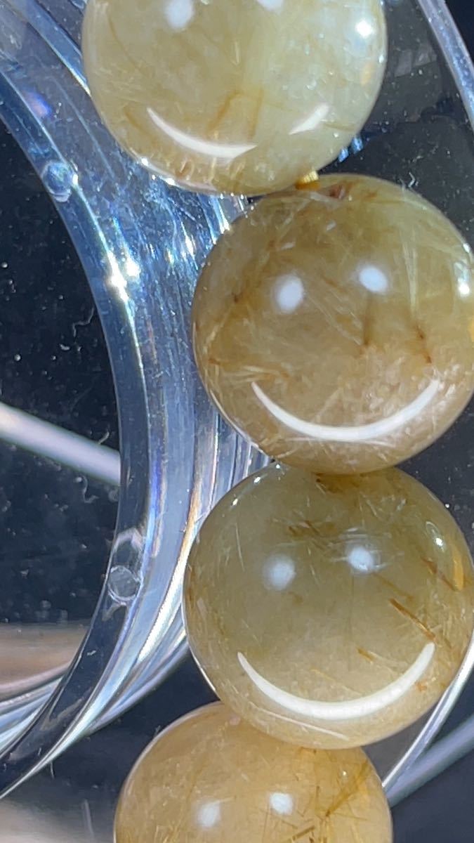 天然水晶腕輪 ゴールドタイチンルチルクォーツ　大玉13.5mm金運 財富 魅力十分高品位のルチルを使った本格的な腕輪念珠です。