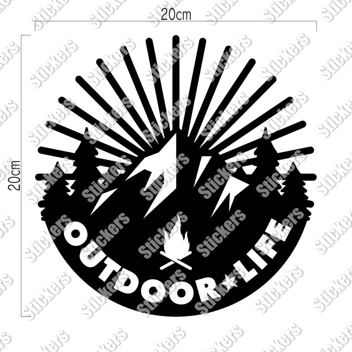 送料無料◆OUTDOOR★LIFE カッティングステッカー◆ブラック｜20×20cm｜超防水 UVカット 屋外使用可【C028】_画像2