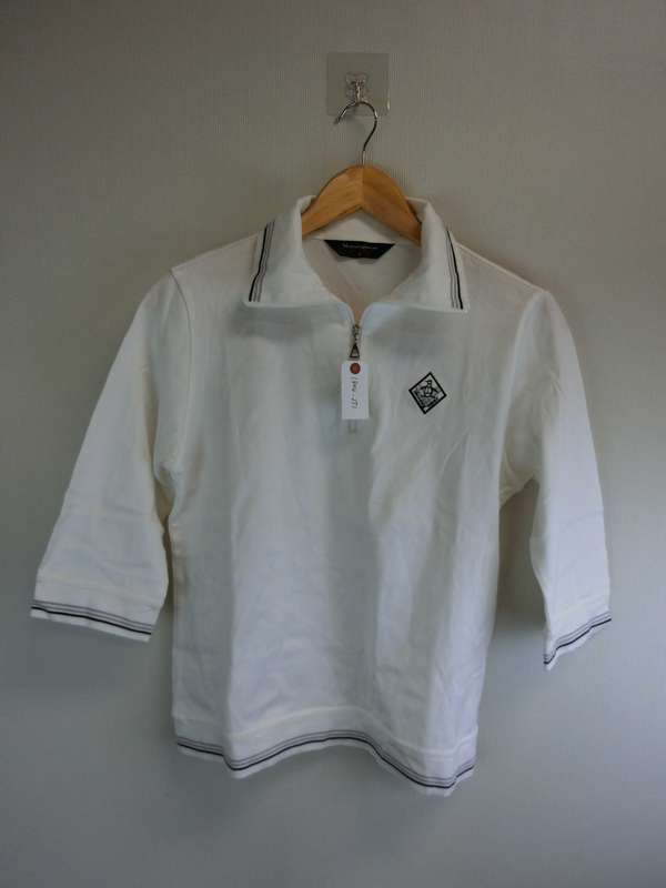 中古 ゴルフウェア Munsingwear(マンシングウェア) 長袖ジップアップシャツ 白 レディース M_画像1