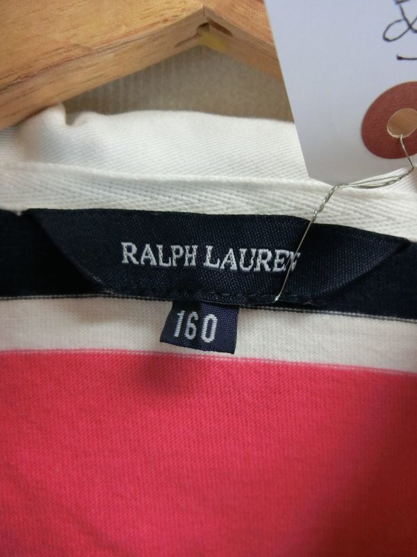 中古 ゴルフウェア RALPH LAUREN(ラルフローレン) 長袖ポロシャツ ピンク紺 レディース 160_画像3