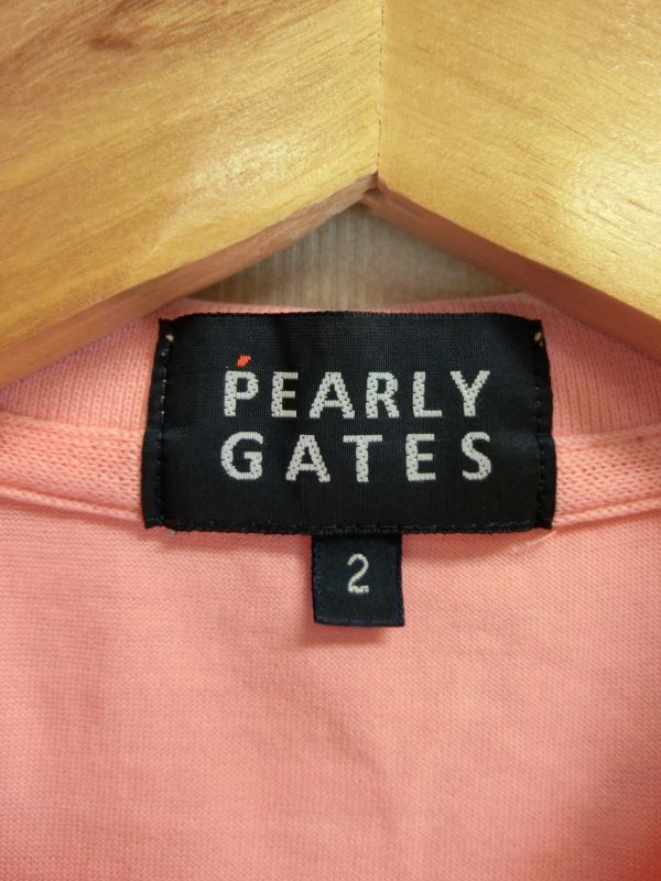 中古 ゴルフウェア PEARLY GATES(パーリーゲイツ) ポロシャツ ピンク×白ボーダー レディース 2_画像2