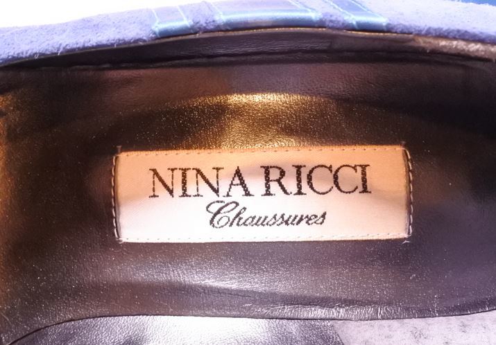 NINA RICCI ニナリッチ パンプス ハイヒール 靴 35(22.0cm～22.5cm) スエード リボン ブルー fjkwhsk a201h①0922_画像6