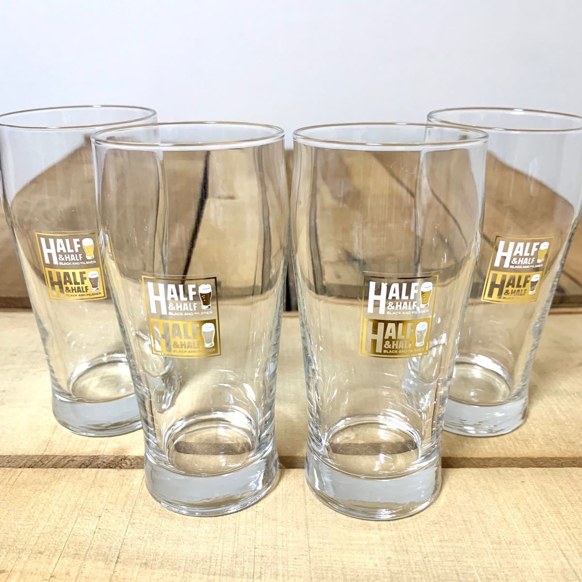レトログラス　サントリービール　ハーフ&ハーフ特製グラス　4個　アンティーク　昭和レトロ　タンブラーグラス