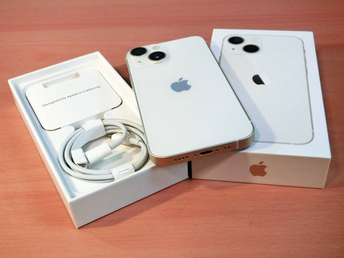 【新品同様】SIMフリー iPhone13 mini 256GB スターライト MLK63ZA/A 香港版 シャッター音消去可機種