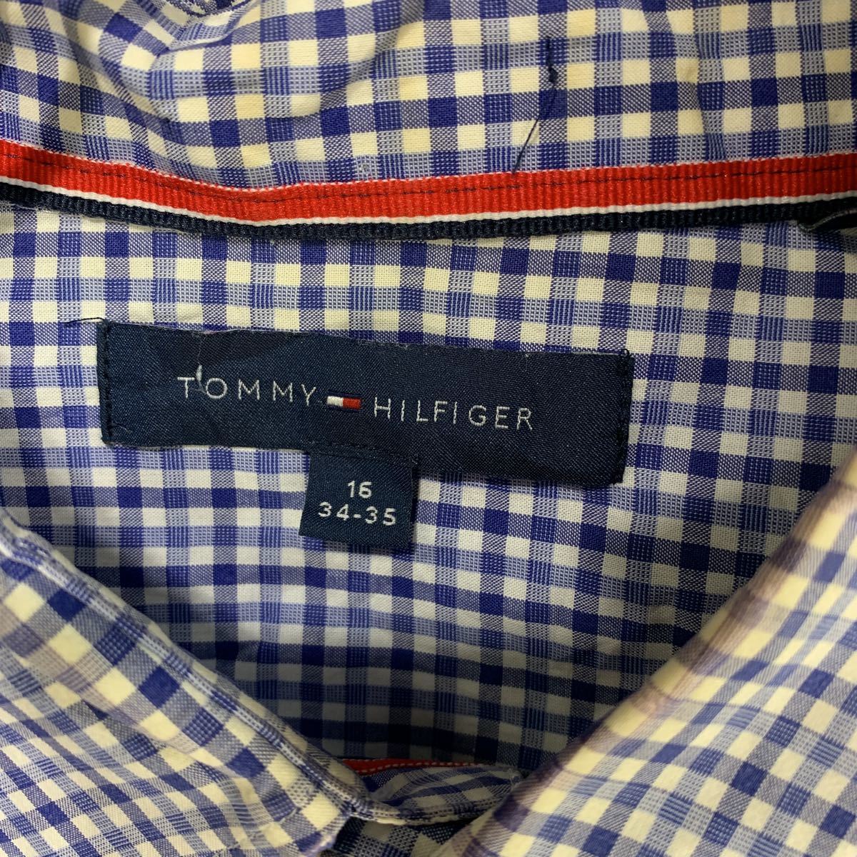 TOMMY HILFIGER 長袖チェックシャツ L~XLサイズ程度 トミーヒルフィガー ブルー ホワイト 古着卸 アメリカ仕入 t2209-3180_画像8