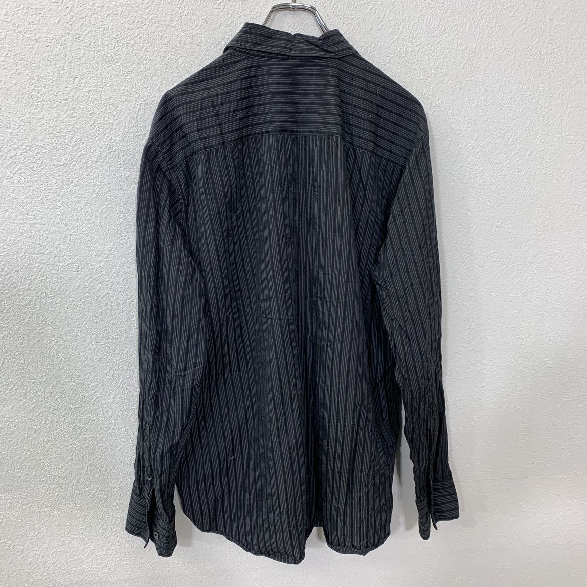 Calvin Klein long sleeve stripe shirt L size Calvin Klein black dark gray old clothes . America buying up t2209-3230