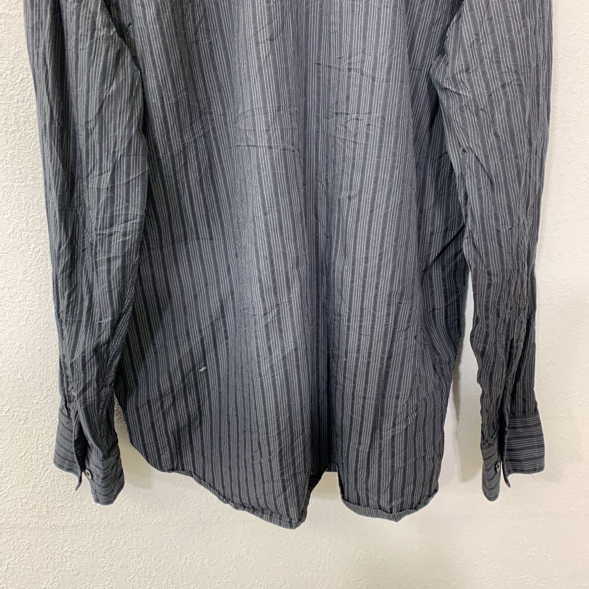 Calvin Klein long sleeve stripe shirt L size Calvin Klein black dark gray old clothes . America buying up t2209-3230