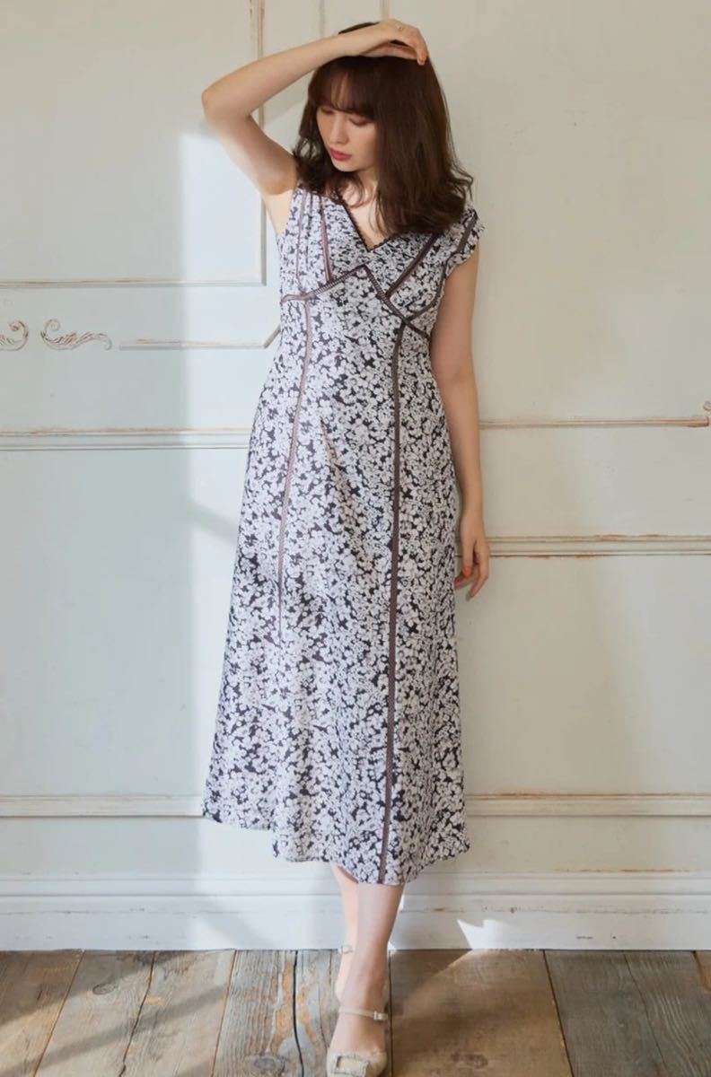 新品☆Her lip to『Lace Trimmed Floral Dress』espresso Sサイズ フローラルドレス ワンピース 小嶋陽菜  こじはる House of Herme SNIDEL