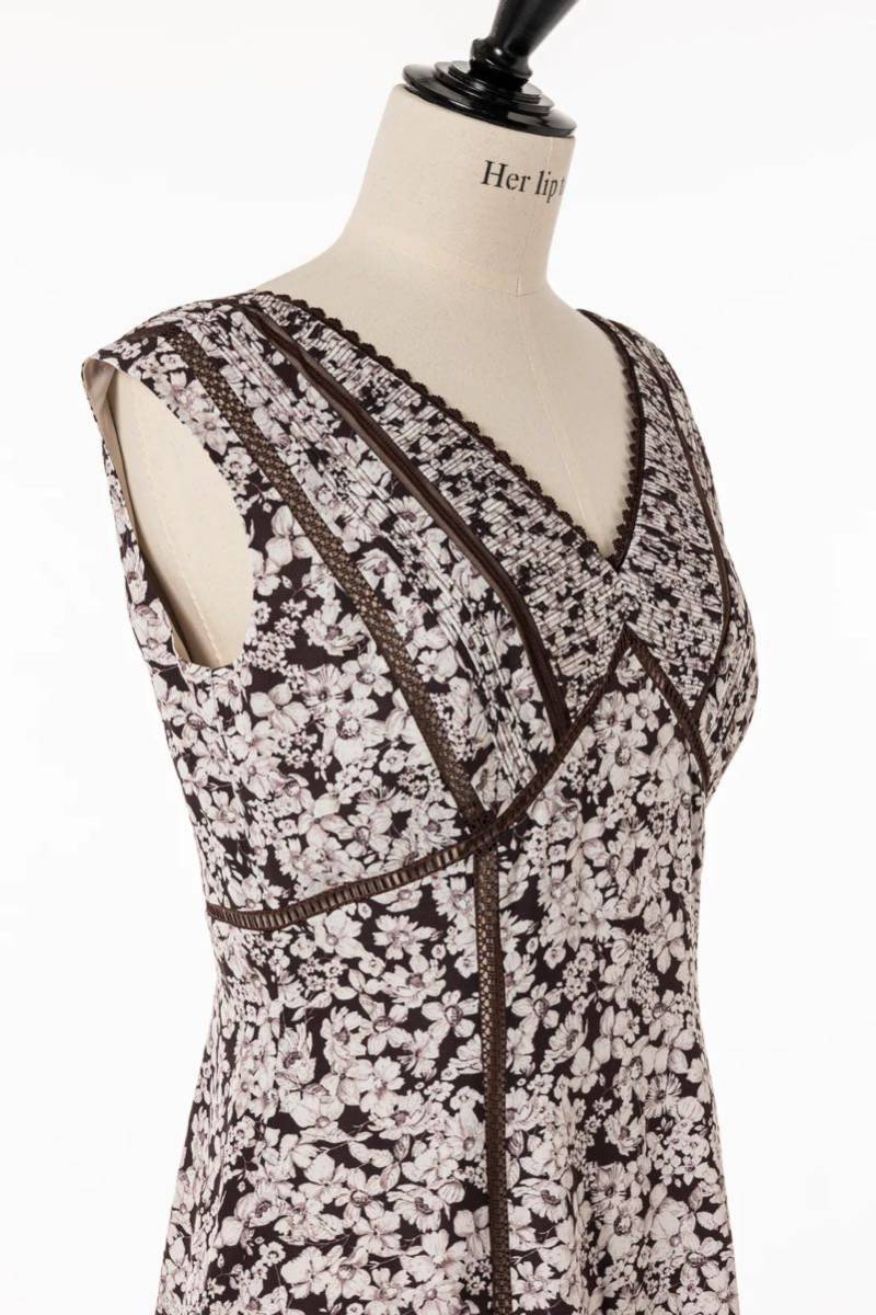 新品☆Her lip to『Lace Trimmed Floral Dress』espresso Sサイズ