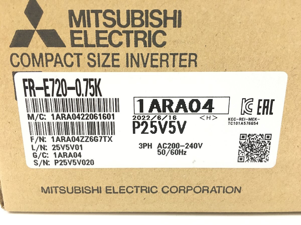 2022年製 新品 未開封 三菱電機 インバーター FR-E720-0.75K FR-E700
